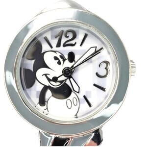 Disney Mickey Mouse Gray Round Face Analog Watch Cuff Band